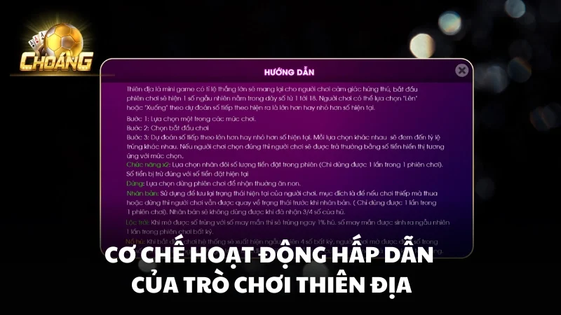 Cơ chế hoạt động hấp dẫn của trò chơi Thiên Địa